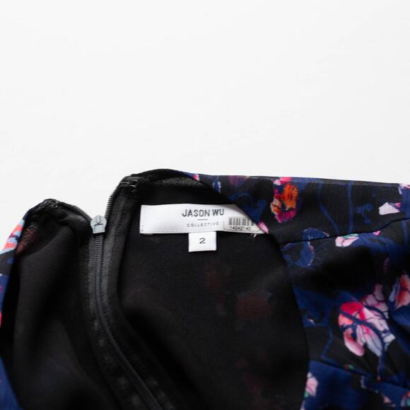 Jason Wu x RTR Navy Floral Ruched Dress - Size 2 - Picture 5 of 8